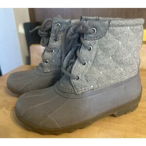 Sperry Gray Duck Boots YOUTH size 13M 50% Wool 50% Polyester Winter Snow RAIN